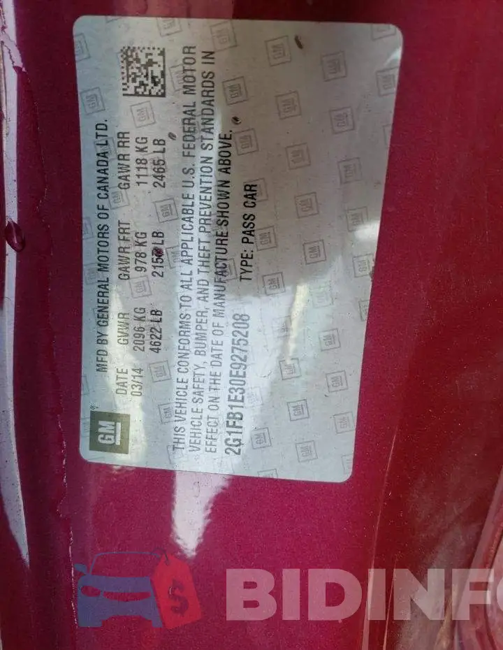 2G1FB1E30E9275208 Photo# 12