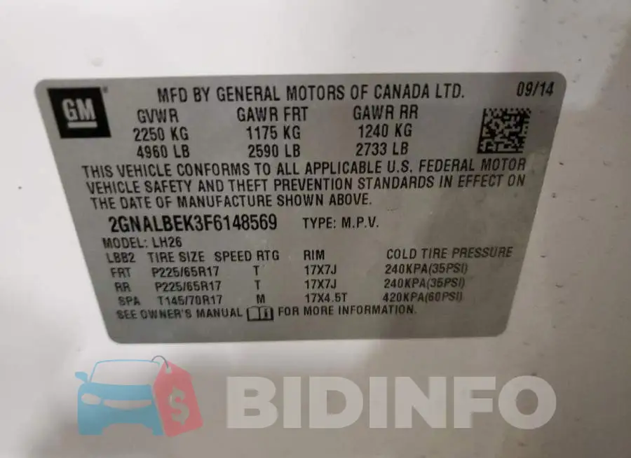 2GNALBEK3F6148569 Photo# 13
