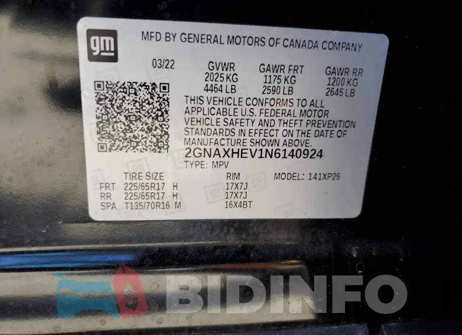 2GNAXHEV1N6140924 Photo# 13