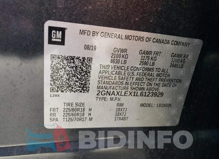 2GNAXLEX1L6123929 Photo# 13