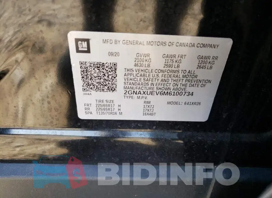 2GNAXUEV6M6100734 Photo# 13