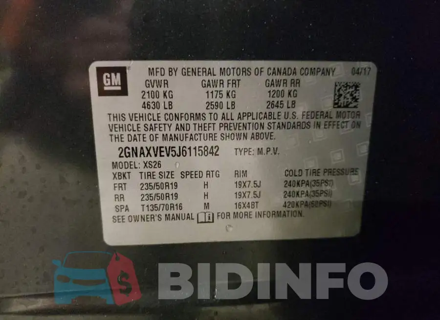 2GNAXVEV5J6115842 Photo# 13