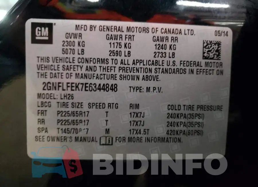 2GNFLFEK7E6344848 Photo# 12