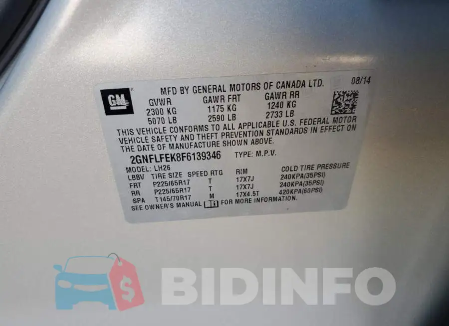 2GNFLFEK8F6139346 Photo# 13