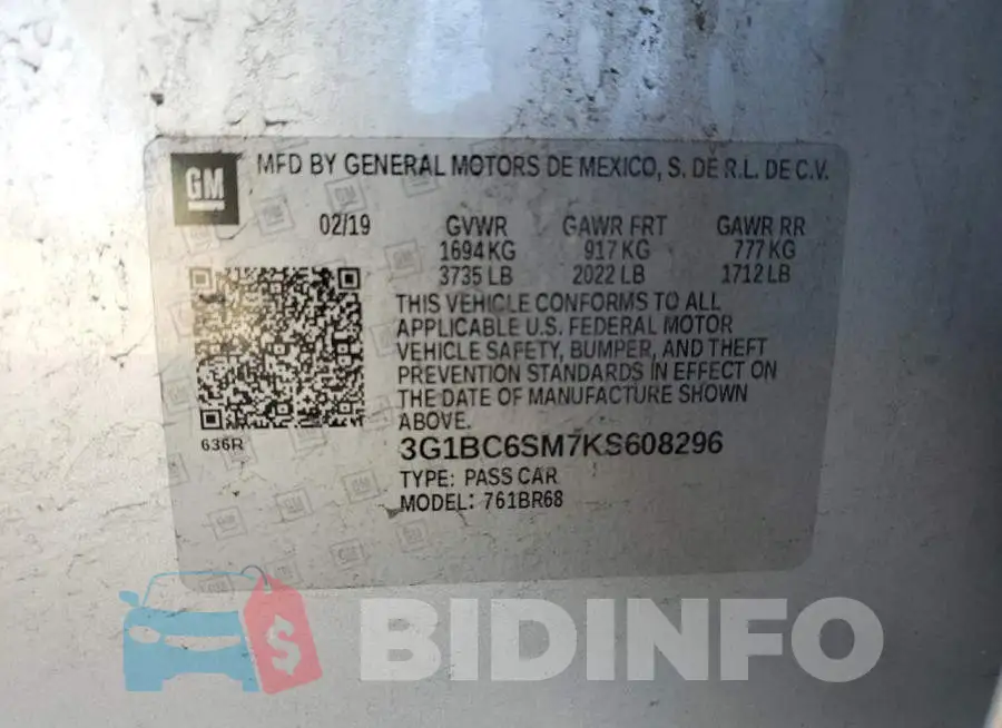 3G1BC6SM7KS608296 Photo# 12