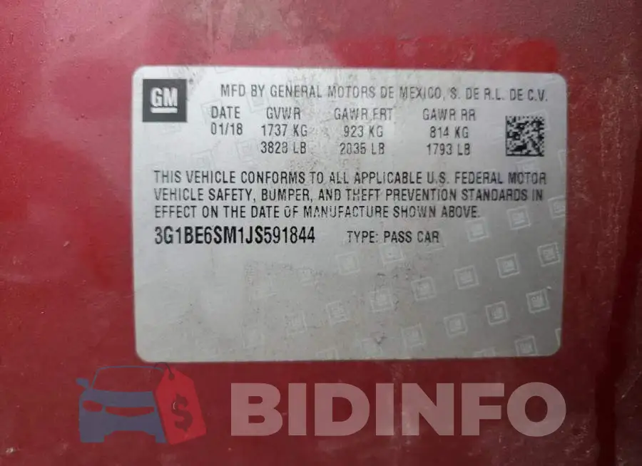 3G1BE6SM1JS591844 Photo# 13