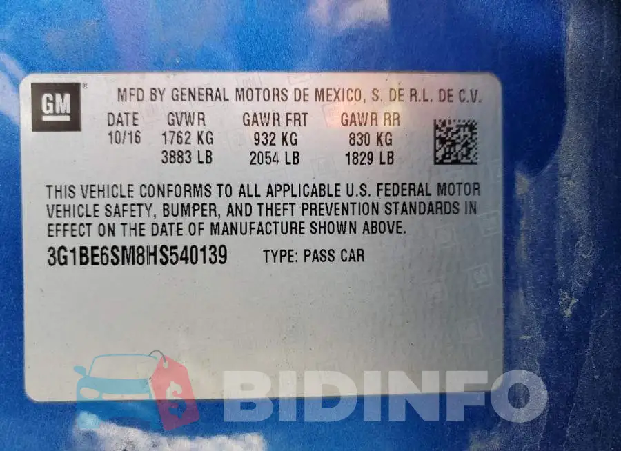 3G1BE6SM8HS540139 Photo# 13
