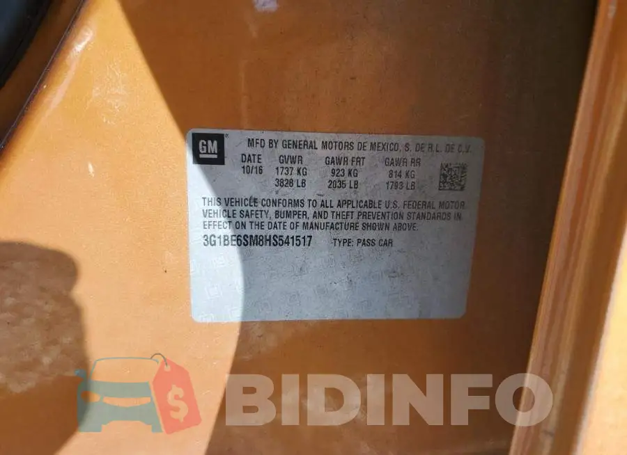 3G1BE6SM8HS541517 Photo# 12