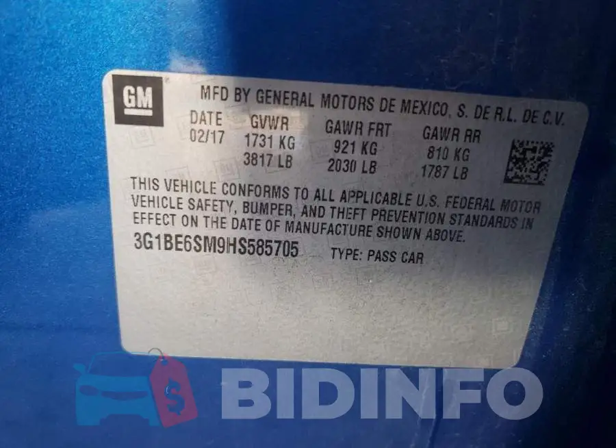 3G1BE6SM9HS585705 Photo# 12