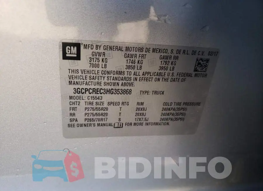 3GCPCREC3HG353868 Photo# 13