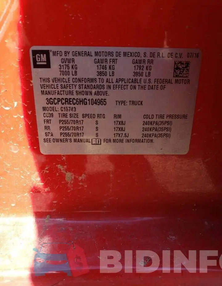 3GCPCREC6HG104965 Photo# 12