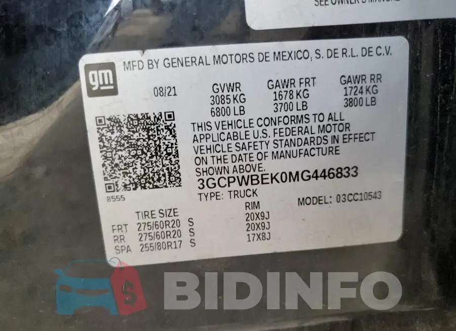 3GCPWBEK0MG446833 Photo# 12