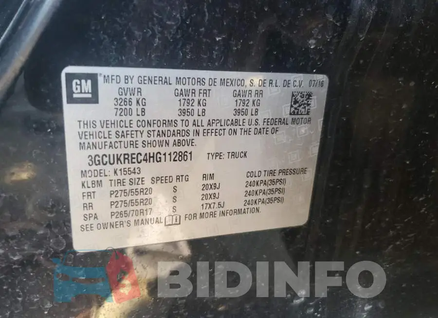 3GCUKREC4HG112861 Photo# 12