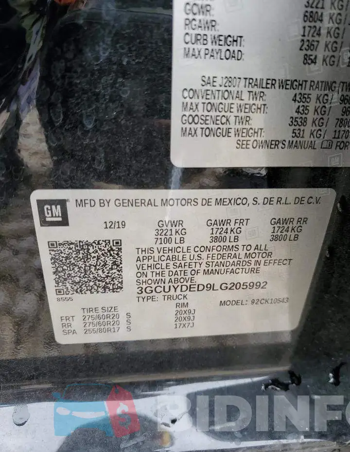 3GCUYDED9LG205992 Photo# 12