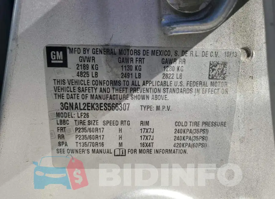 3GNAL2EK3ES566307 Photo# 12