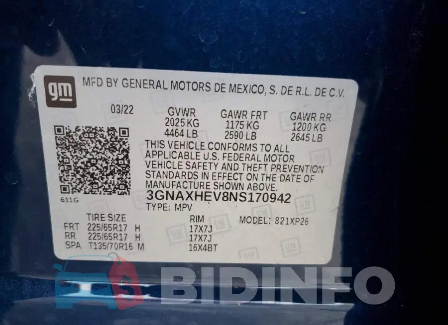 3GNAXHEV8NS170942 Photo# 13