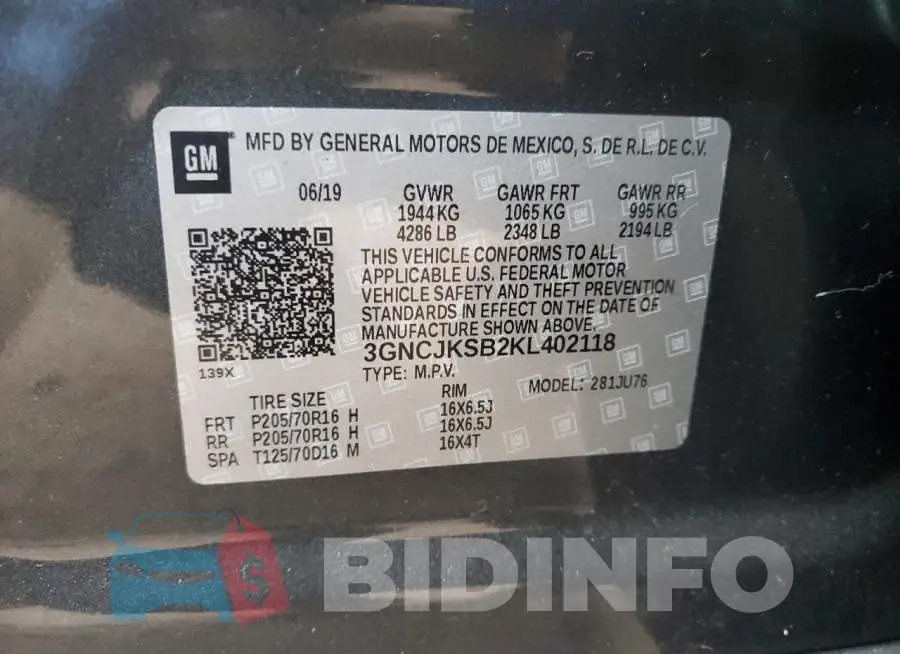 3GNCJKSB2KL402118 Photo# 13