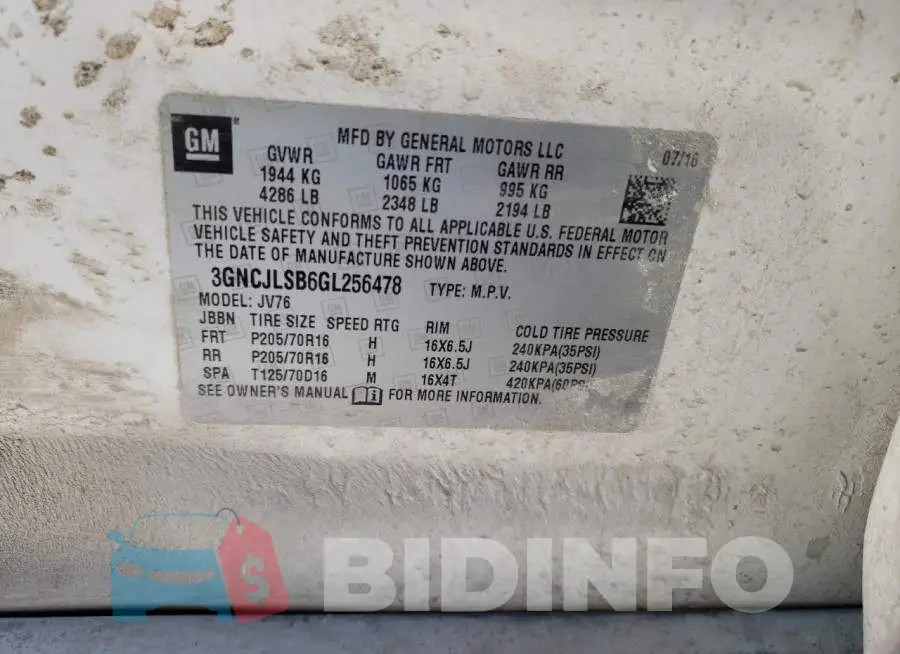 3GNCJLSB6GL256478 Photo# 13