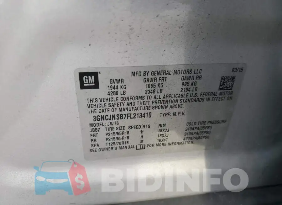 3GNCJNSB7FL213410 Photo# 14