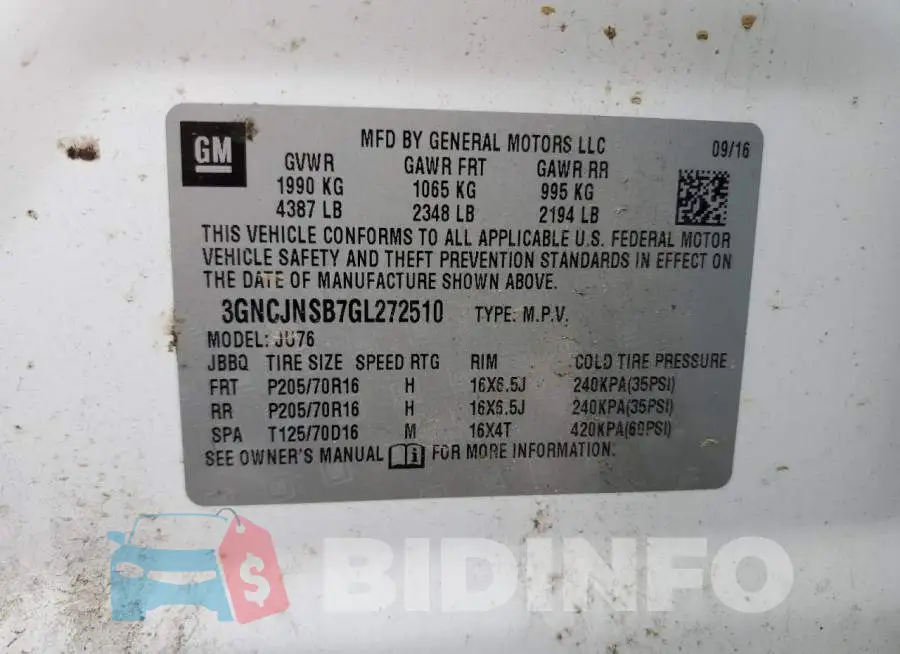 3GNCJNSB7GL272510 Photo# 12