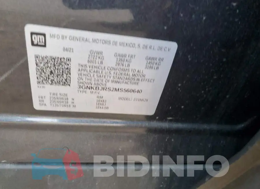 3GNKBJRS2MS560640 Photo# 13