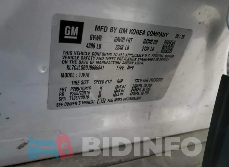 KL7CJLSB9JB685841 Photo# 13