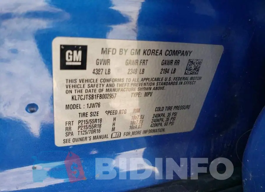 KL7CJTSB1FB002957 Photo# 14