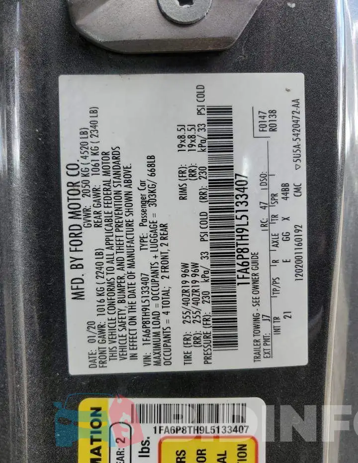 1FA6P8TH9L5133407 Photo# 12
