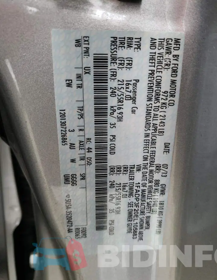 1FADP3F20EL105883 Photo# 12