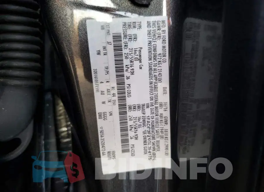 1FADP3F2XGL394175 Photo# 12