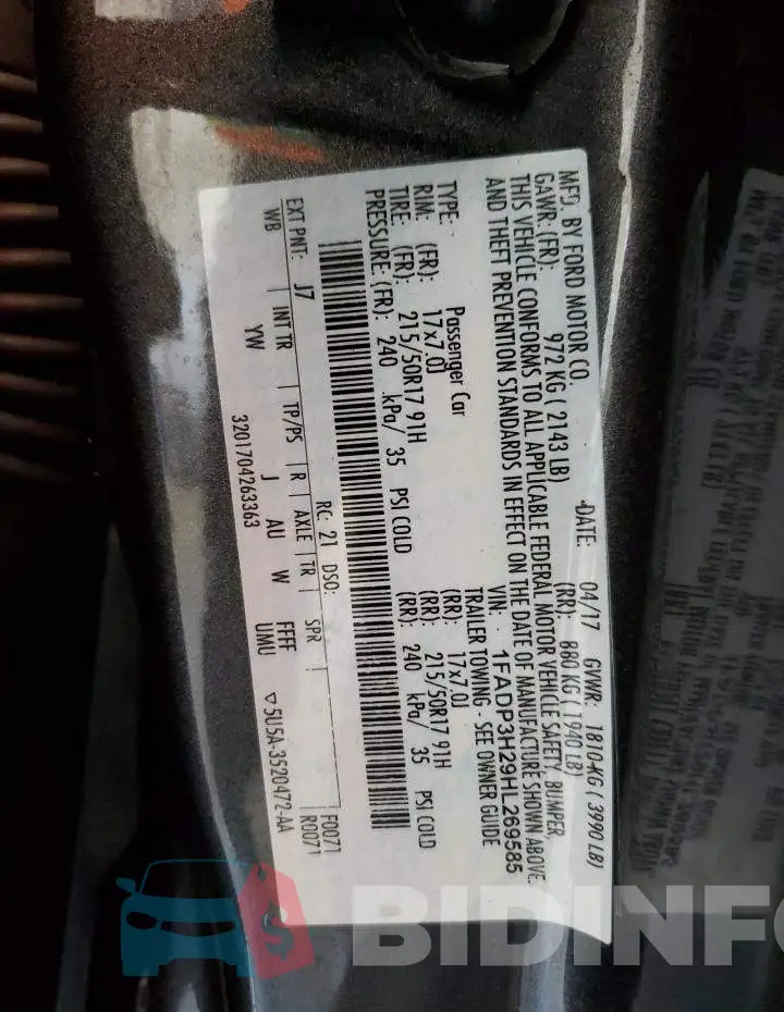 1FADP3H29HL269585 Photo# 12