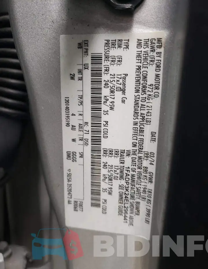 1FADP3K24EL296441 Photo# 12
