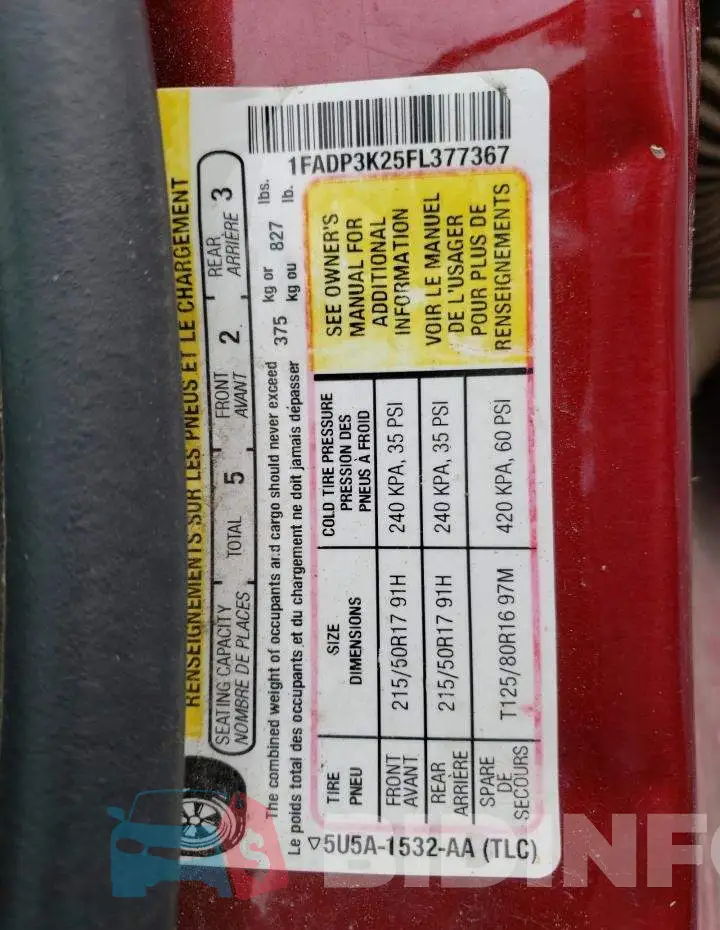 1FADP3K25FL377367 Photo# 13