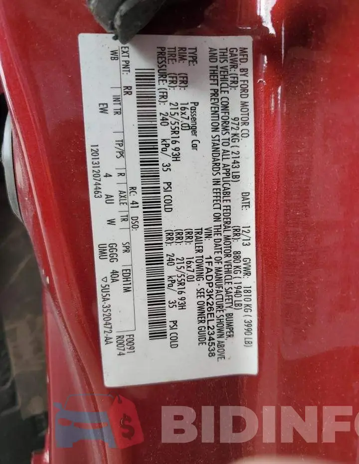 1FADP3K26EL234538 Photo# 13