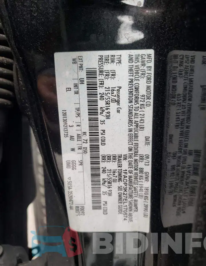 1FADP3K27EL170574 Photo# 12