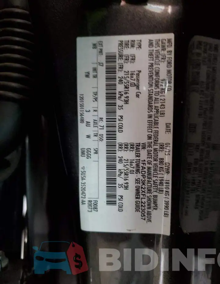 1FADP3K2XFL223057 Photo# 13