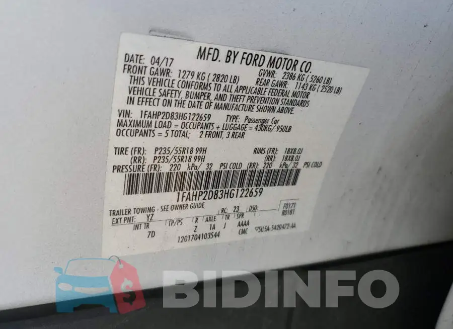 1FAHP2D83HG122659 Photo# 12