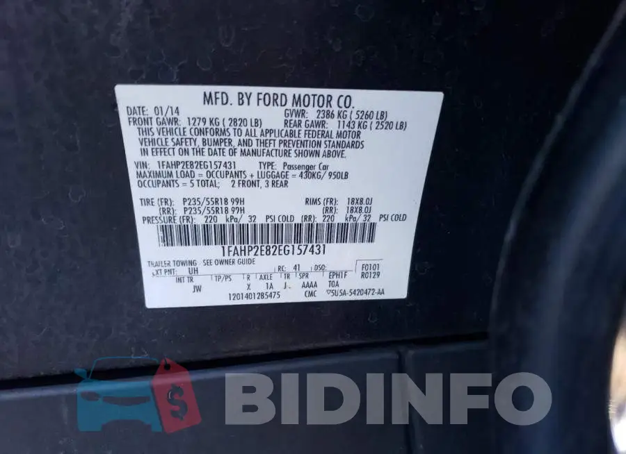 1FAHP2E82EG157431 Photo# 12
