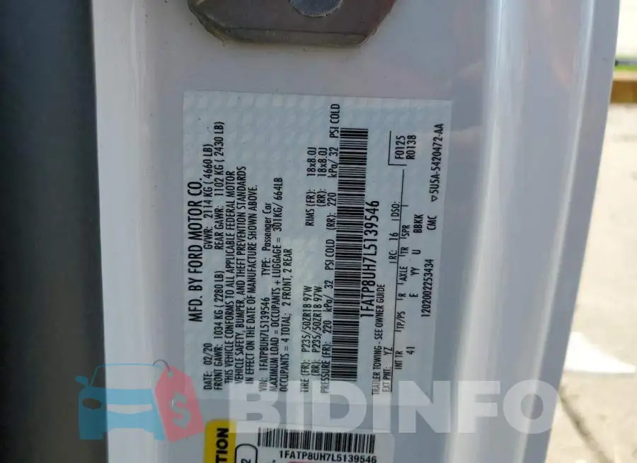 1FATP8UH7L5139546 Photo# 12
