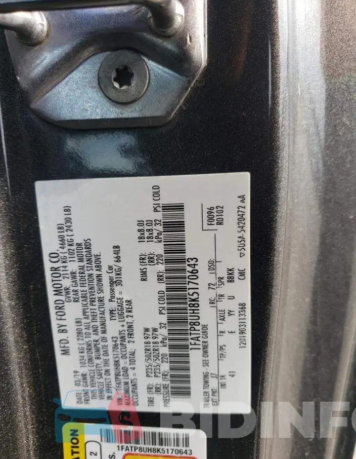 1FATP8UH8K5170643 Photo# 12