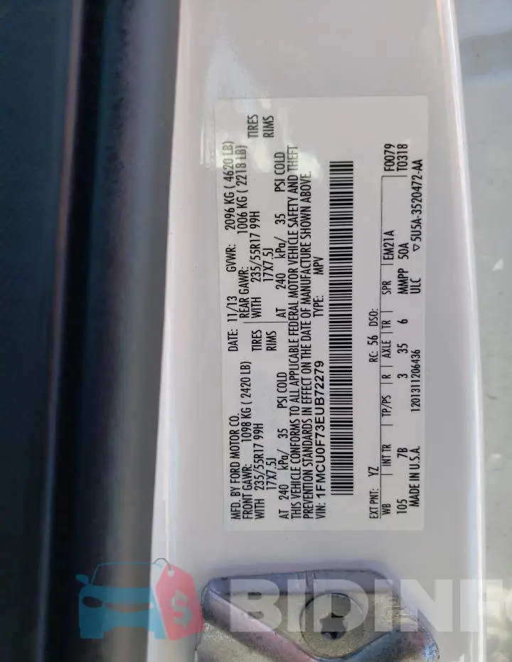 1FMCU0F73EUB72279 Photo# 13