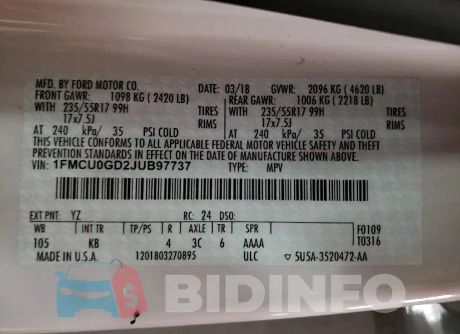 1FMCU0GD2JUB97737 Photo# 12