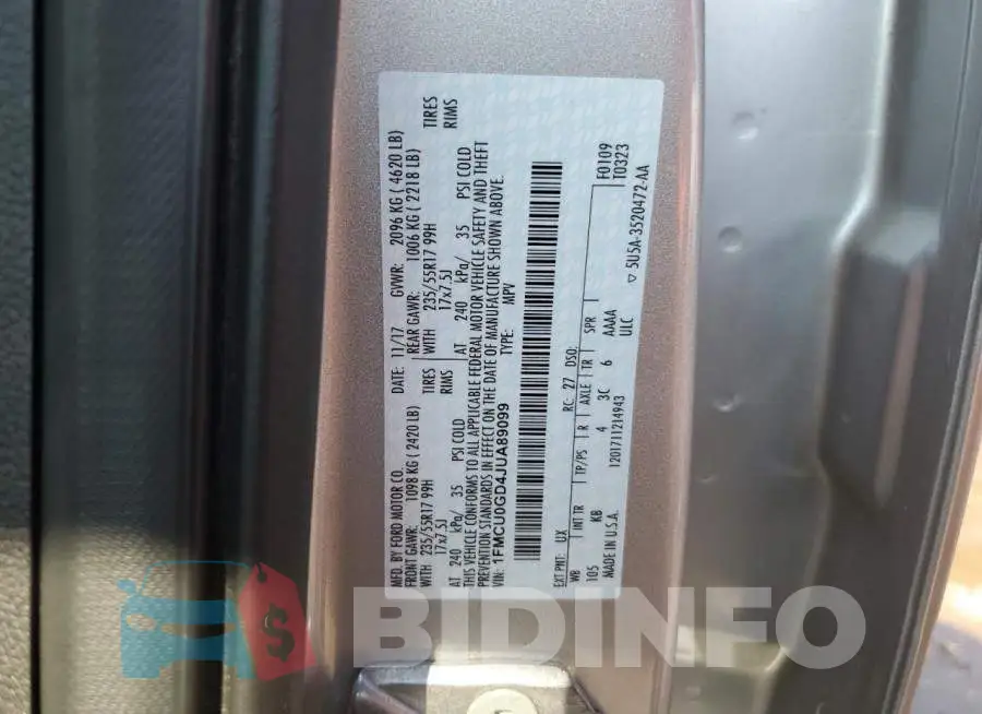 1FMCU0GD4JUA89099 Photo# 13
