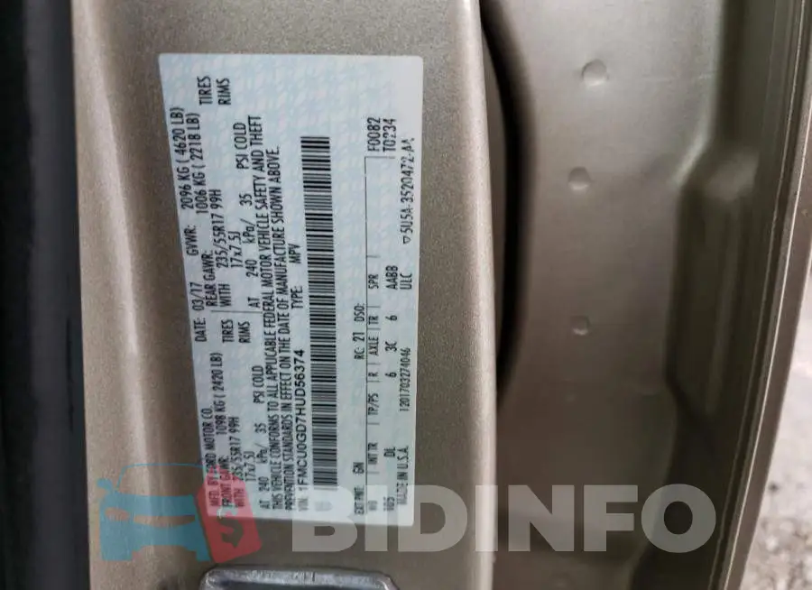 1FMCU0GD7HUD56374 Photo# 13
