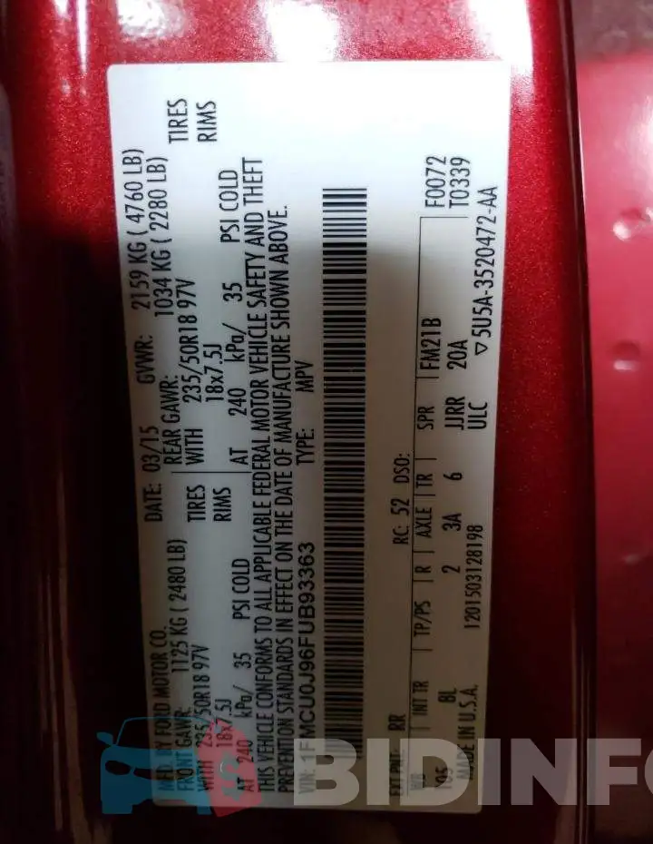 1FMCU0J96FUB93363 Photo# 13