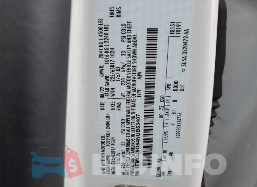 1FMCU9G64NUB63407 Photo# 13