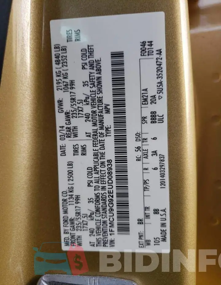 1FMCU9G92EUD08938 Photo# 13