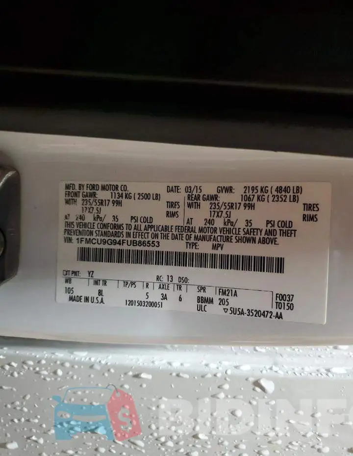 1FMCU9G94FUB86553 Photo# 13