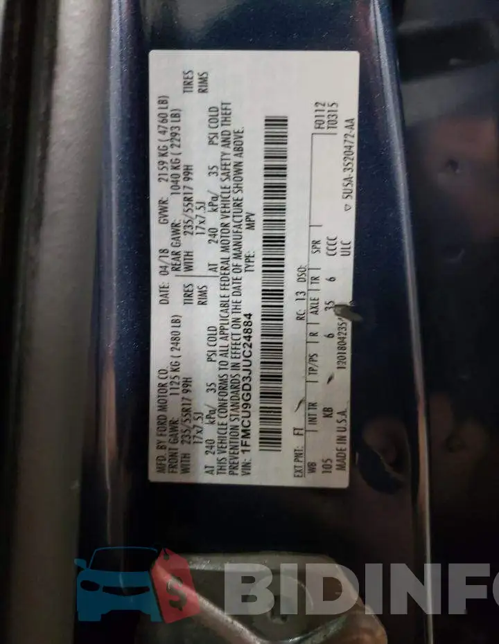 1FMCU9GD3JUC24884 Photo# 13