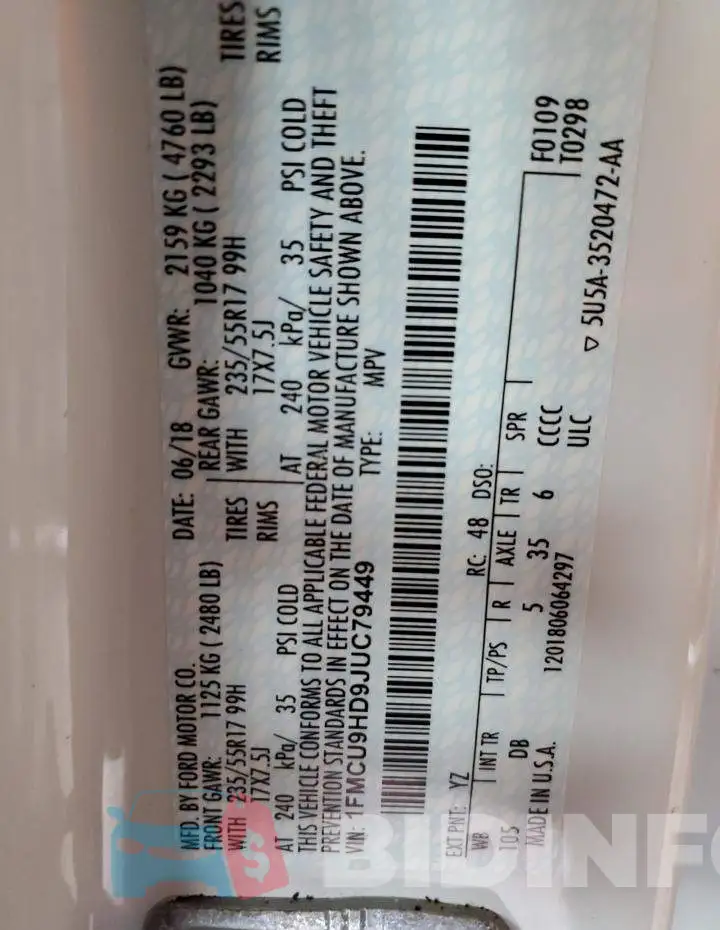 1FMCU9HD9JUC79449 Photo# 13